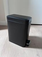Zwarte kleine prullenbak, 10 L, Ophalen of Verzenden, Gebruikt, Met pedaal, Minder dan 50 cm
