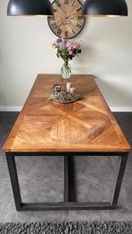 Super mooie (visgraat) houten tafel 220 x 100 industrieel, Ophalen, Gebruikt, 100 tot 150 cm, 200 cm of meer