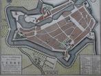 gravure kleur Nieuwe grondtekening stad Veere, Tirion 1753, Antiek en Kunst, Kunst | Etsen en Gravures, Verzenden
