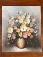 Olieverf op doek stilleven vaas met bloemen Eddy  Samson, Ophalen of Verzenden