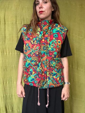 Vintage bodywarmer - print - jaren 90 - 152 of 36/S beschikbaar voor biedingen
