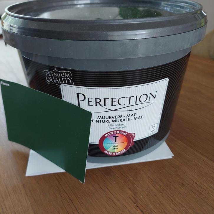 Muurverf kleur Ficus 2.5 liter. Nieuw. Perfection mat, Doe-het-zelf en Verbouw, Verf, Beits en Lak, Nieuw, Verf, Minder dan 5 liter