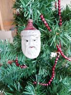 antieke glazen kerstbal model hooft kerstman met rode muts, Diversen, Kerst, Ophalen of Verzenden, Gebruikt