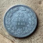25 cent 1903 Wilhelmina, Postzegels en Munten, Munten | Nederland, Ophalen, Zilver, 25 cent, Koningin Wilhelmina