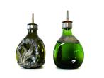 2 Groen glazen Gero flesjes met tin beslag olijf elixer fles, Antiek en Kunst, Ophalen of Verzenden