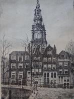 Ets Zuiderkerk Amsterdam uit Raamgracht J Isendoorn jaren 30, Antiek en Kunst, Kunst | Etsen en Gravures, Verzenden