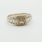 Zilveren ring Rolex thema, Sieraden, Tassen en Uiterlijk, Ringen, Gebruikt, Verzenden, 17 tot 18, Nvt