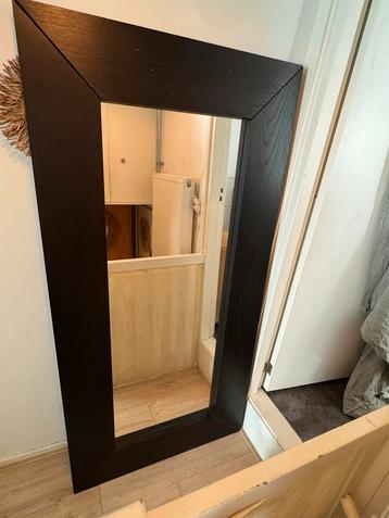 Grote Rechthoekige Spiegel met zwartbruine Lijst 190x94x5cm beschikbaar voor biedingen