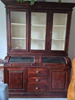Antieke houten buffetkast met glas, Huis en Inrichting, Kasten | Dressoirs, Gebruikt, Glas, 150 tot 200 cm, Met deur(en)