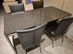 4 bert plantagie eetkamer stoelen zwart leder, Huis en Inrichting, Stoelen, Ophalen, Zwart, Zo goed als nieuw, Metaal