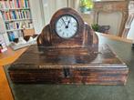 Vintage Houten Bureauklok met Opbergdoos, Ophalen of Verzenden