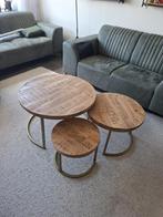 Mango houten salontafel salontafelset., Ophalen, 50 tot 100 cm, Rond, 50 tot 100 cm