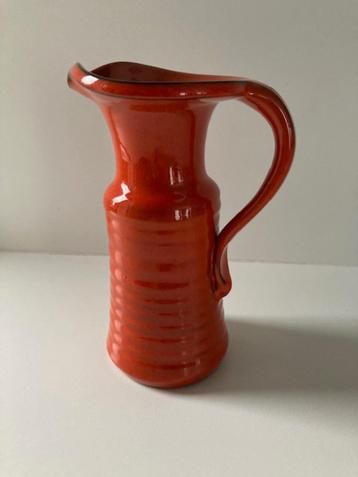 oranje handgedraaide VINTAGE vaas/oorvaas/schenkkan puntgaaf beschikbaar voor biedingen
