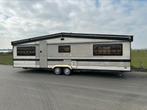 Hobby landhaus 7,5 m tandemasser caravan uniek!, Vast bed, Rondzit, Hobby, Particulier