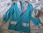 Leuk blauw/zilver/glitter CARNAVALS jasje + hoedje, Ophalen, Carnaval, Maat 56/58 (XL), Kleding