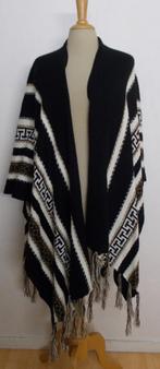 Peru/Inca/Aztec look wol mix zwart poncho/vest! L/XL, Verzenden, Zo goed als nieuw, Maat 46/48 (XL) of groter, Zwart