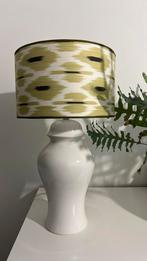 Vintage porseleinen lampenvoet handgemaakte kap groen boho, Huis en Inrichting, Lampen | Tafellampen, Overige materialen, Zo goed als nieuw