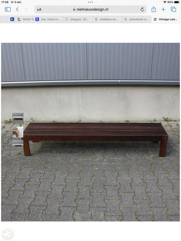 Vintage Wenge Lattenbank beschikbaar voor biedingen