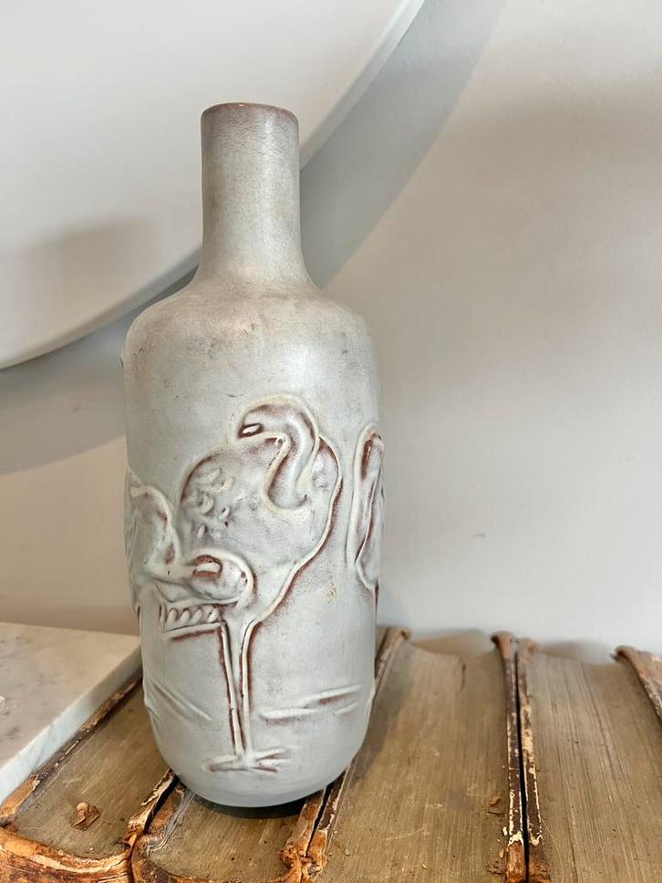 OUDE MOBACH FLESVAAS, Huis en Inrichting, Woonaccessoires | Vazen, Gebruikt, Overige kleuren, Minder dan 50 cm, Aardewerk of Porselein