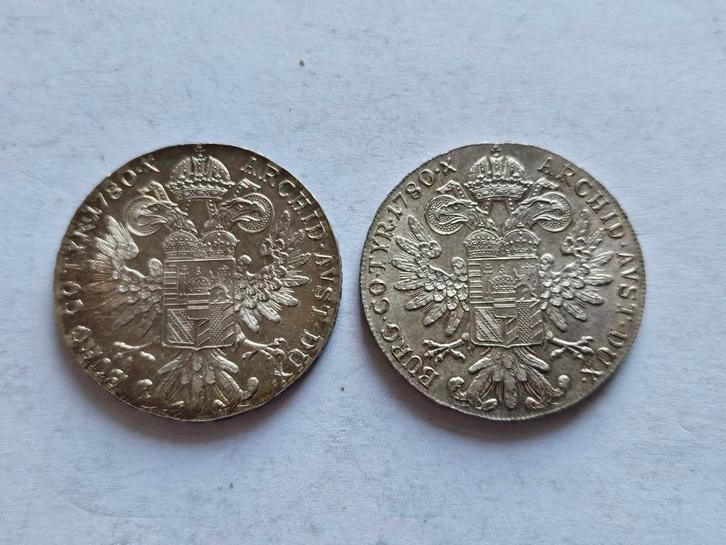 Twee zilveren Thalers 1780 Oostenrijk, Postzegels en Munten, Munten | Europa | Niet-Euromunten, Setje, Oostenrijk, Zilver, Ophalen of Verzenden