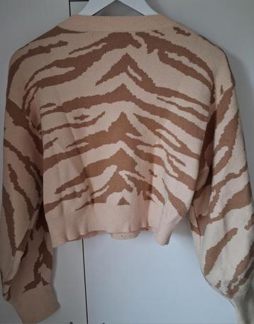 korte trui crop sweater Loavies zebra print S/M bruin beige beschikbaar voor biedingen