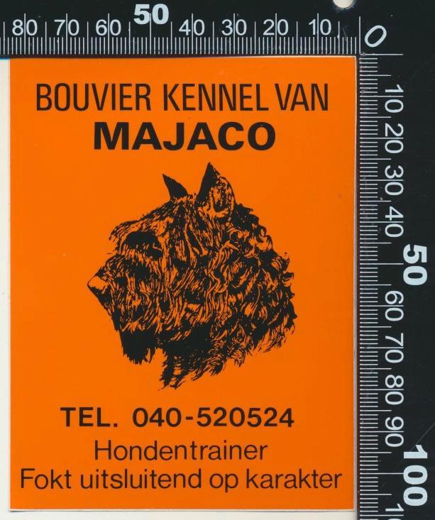Sticker: Bouvier Kennel Majaco (2), Verzamelen, Stickers, Zo goed als nieuw, Dier en Natuur, Ophalen of Verzenden