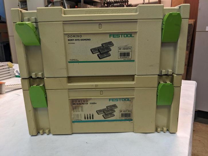 2 Festool systainers voor en met Domino's., Doe-het-zelf en Verbouw, Gereedschap | Freesmachines, Nieuw, Elektrisch, Bovenfrees