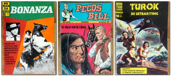 Bonanza - Pecos Bill  en Turok, Boeken, Stripboeken, Gelezen, Meerdere stripboeken, Ophalen of Verzenden
