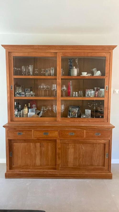 massief Teakhouten Buffetkast, Huis en Inrichting, Kasten | Buffetkasten, Gebruikt, 200 cm of meer, 150 tot 200 cm, 25 tot 50 cm