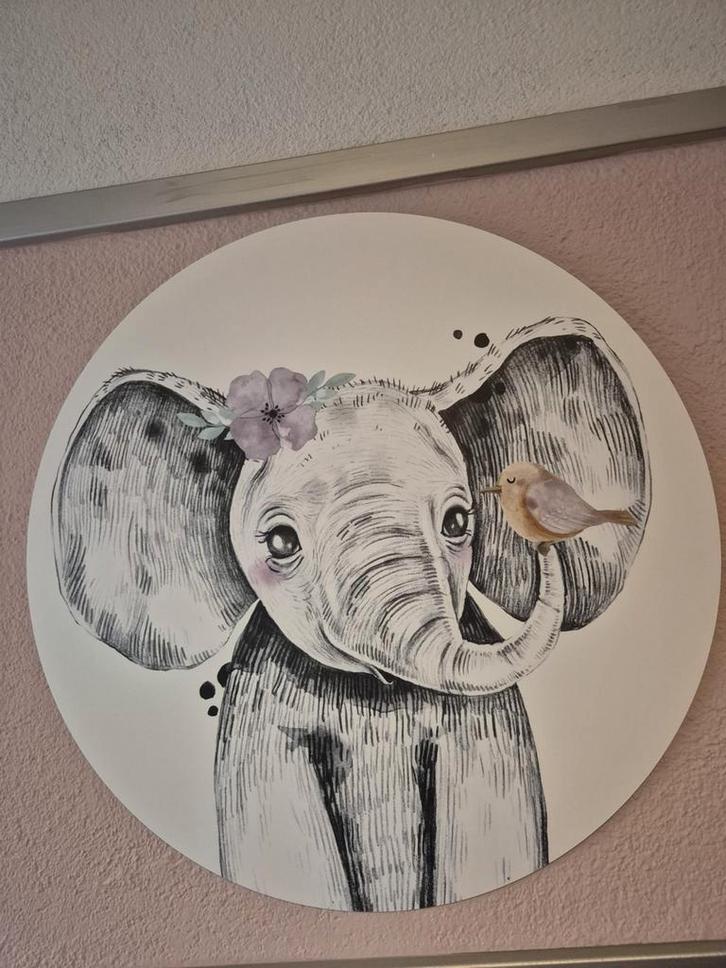 Olifant Schilderij - inclusief ophangsysteem, Huis en Inrichting, Woonaccessoires | Schilderijen, Tekeningen en Foto's, Zo goed als nieuw