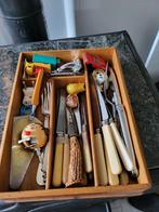Vintage Bestek & Curiosa in Houten Bak, Ophalen of Verzenden