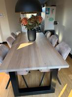 Industriële eiken eettafel 220x100cm, moet dit weekend weg!, Ophalen, Gebruikt, 100 tot 150 cm, 200 cm of meer