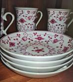 Warnecke China Purper Mokken & Schotels 4 stuks., Gebruikt, Ophalen of Verzenden, Overige stijlen, Kop(pen) en/of Schotel(s)