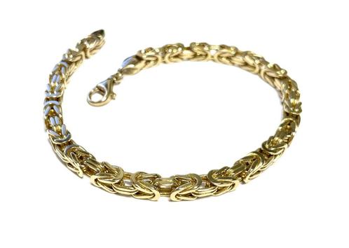 Massief Gouden Konings Armband Byzantijns 23 cm / 31.7g /5mm, Sieraden, Tassen en Uiterlijk, Armbanden, Zo goed als nieuw, Goud