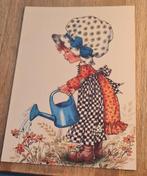Meisje met mooi mutsje geeft bloemen water met gieter, Verzamelen, Verzenden, Gelopen, Kinderen