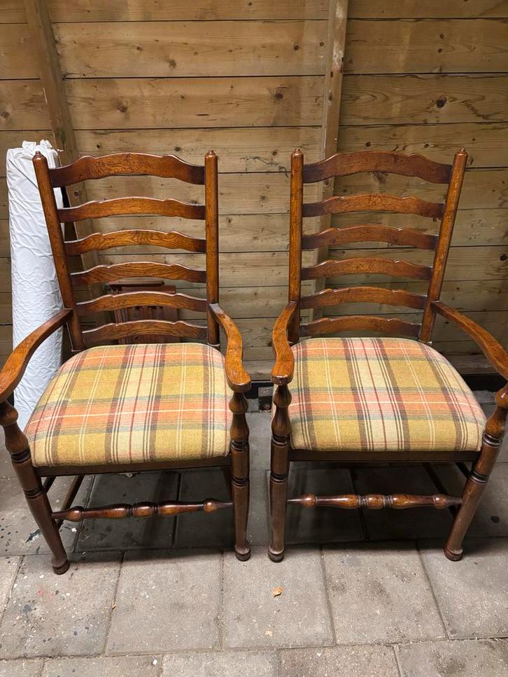 Set van 2 Engelse Ladderback Stoelen, Huis en Inrichting, Stoelen, Ophalen of Verzenden