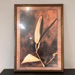 Vintage bloemenschilderij in sepia – 106x76 cm, Ophalen