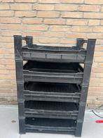 5 zwarte kratten, Doe-het-zelf en Verbouw, Kratten en Dozen, Ophalen, 40 tot 60 cm, 50 tot 75 cm, Minder dan 35 cm