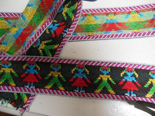 Zolderopruiming-supermooi geweven vintage sierband--poppetje, Hobby en Vrije tijd, Naaien en Fournituren, Nieuw, Lint, Band of Elastiek