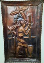 Antieke rood koperen beslagen plaat, Ophalen of Verzenden