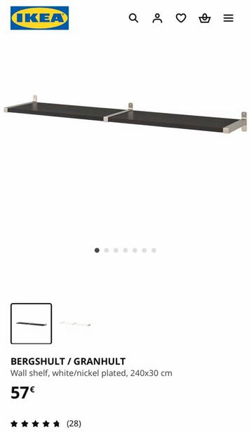 BERGSHULT / GRANHULT Wandplanken / Wall shelf 240x30 cm beschikbaar voor biedingen
