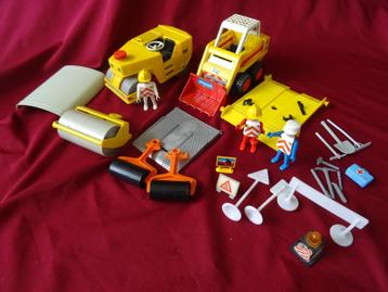 Vintage Playmobil pletwals bobcat graafmachine wegwerkers beschikbaar voor biedingen