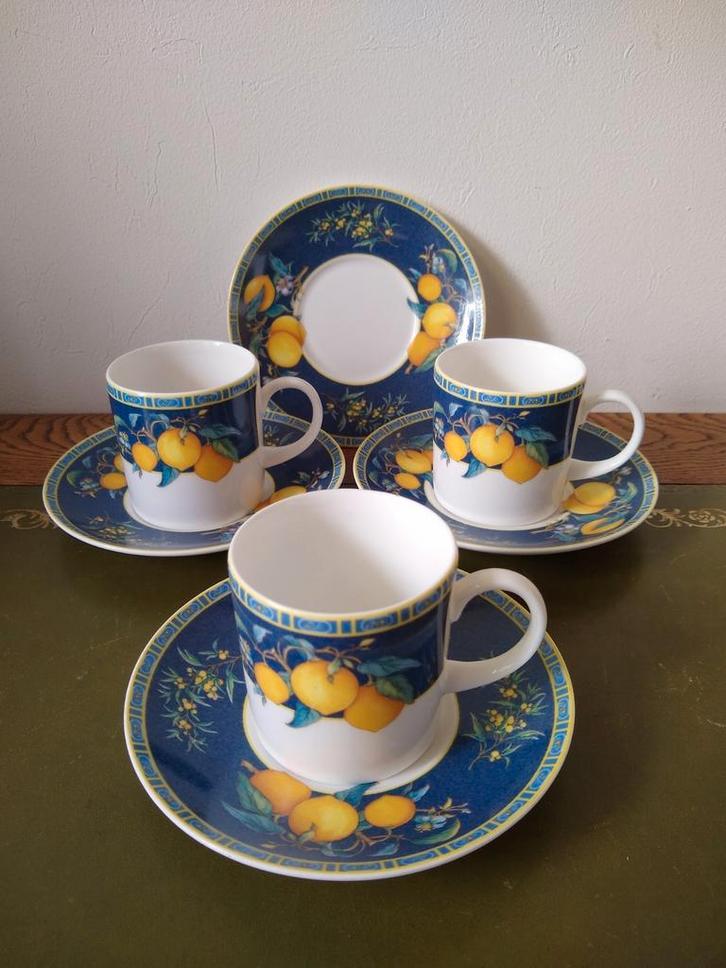 Koffiekopjes en schotels Wedgwood Citrons, Huis en Inrichting, Keuken | Servies, Gebruikt, Kop(pen) en/of Schotel(s), Wedgwood