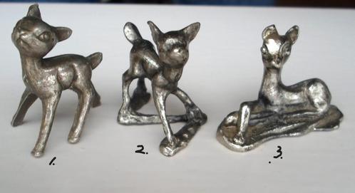 Zilvertinnen hertjes. 3 voor 10 euro., Verzamelen, Beelden en Beeldjes, Zo goed als nieuw, Dier, Ophalen of Verzenden