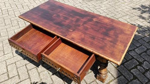 Prachtig zwaar eiken Salontafel met 2 lades, Huis en Inrichting, Tafels | Salontafels, Gebruikt, Minder dan 50 cm, 50 tot 100 cm