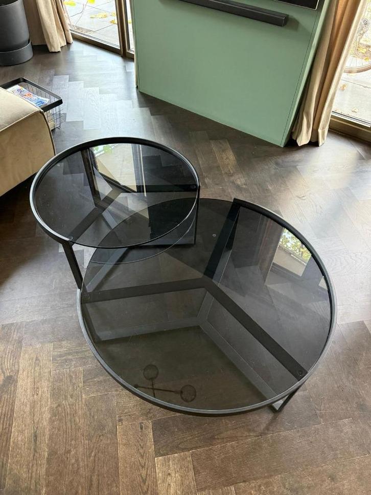 nest-set van MADE, Huis en Inrichting, Tafels | Eettafels, Gebruikt, 50 tot 100 cm, 50 tot 100 cm, Rechthoekig, Glas, Metaal, Ophalen