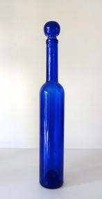 Glazen fles met stop recht model helder blauw 2208-g, Antiek en Kunst, Ophalen of Verzenden