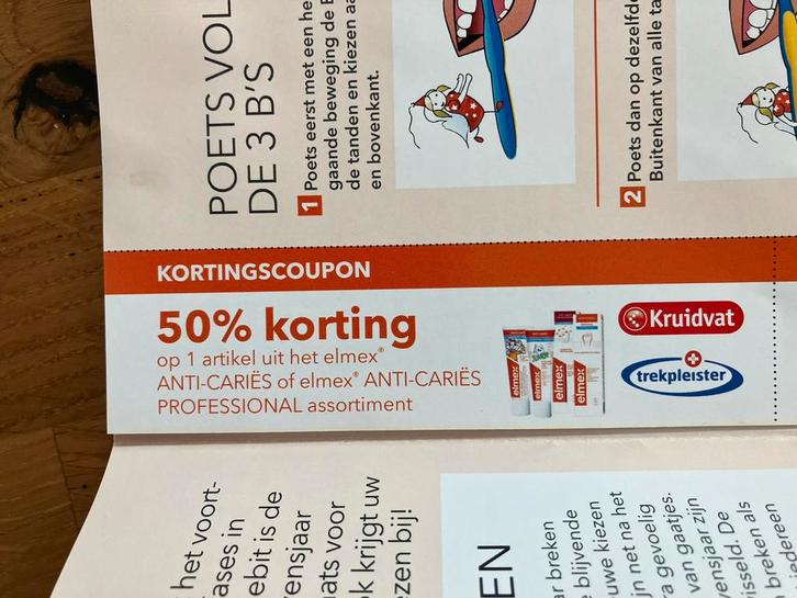 Elmex tandpasta kortingsbon 2x50% bij aankoop, Tickets en Kaartjes, Kortingen en Cadeaubonnen, Overige typen, Kortingsbon