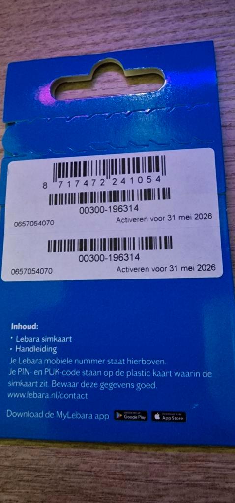 Makkelijke dikke Lebara nummer; 06 570 540 70, Telecommunicatie, Prepaidkaarten en Simkaarten, Nieuw, Overige providers, Ophalen of Verzenden