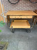 Retro werkbank op wielen met lades en onderbak, Ophalen of Verzenden, Gebruikt, 120 tot 170 cm